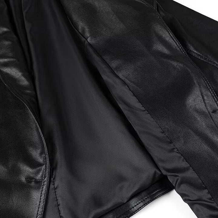Damen nan taillierte Kunstlederjacke mit Schalkragen, Schnürdetail an den Schultern und Bindegürtel Echo Archiv