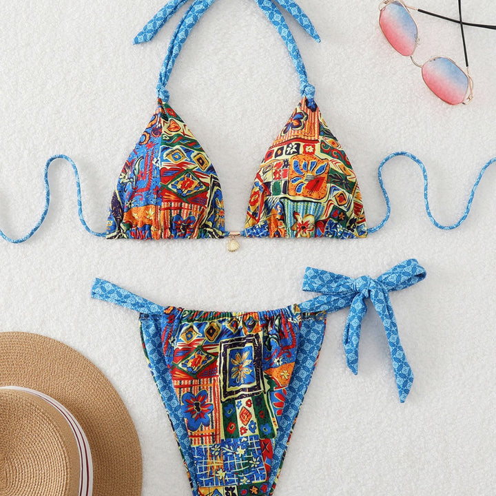 Damen Bikini-Set mit verspieltem Motiven und adjustablem Knoten Echo Archiv