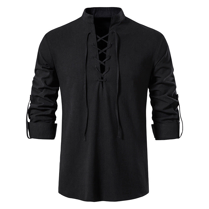 Herren Langarm-Shirt mit modischer Schnürung Echoarchiv