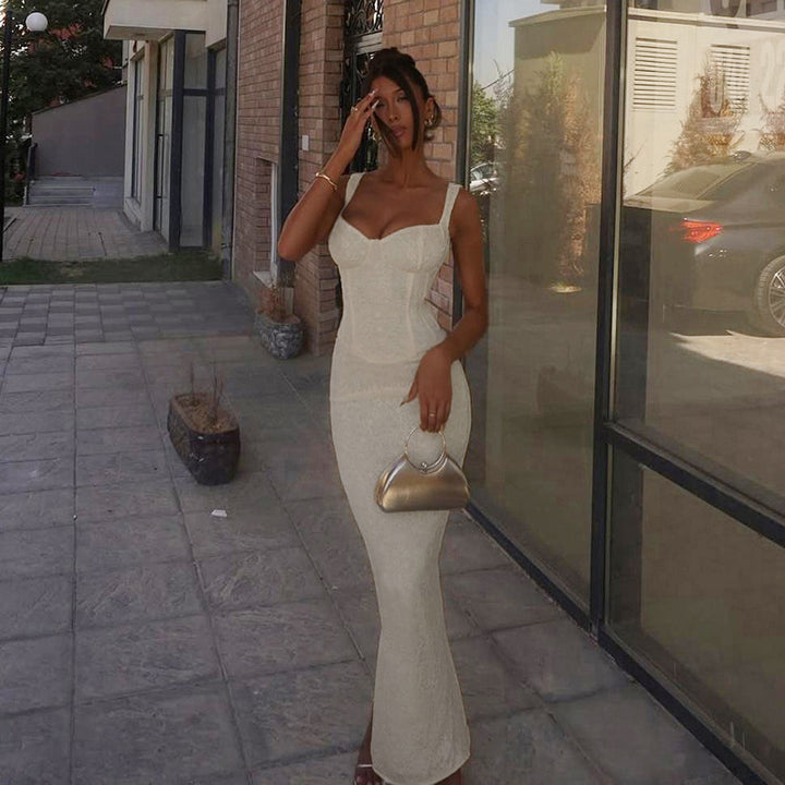 Damen elegantes langes Kleid mit taillierter Silhouette und verführerischem Bustier Echo Archiv
