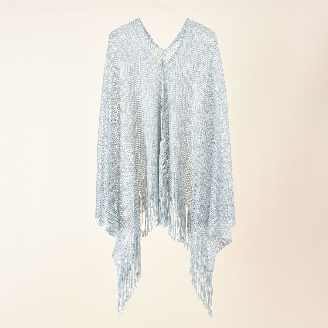 Damen Feinstrick-Mesh-Stola mit Metallic-Glanz und langen Fransen Echo Archiv