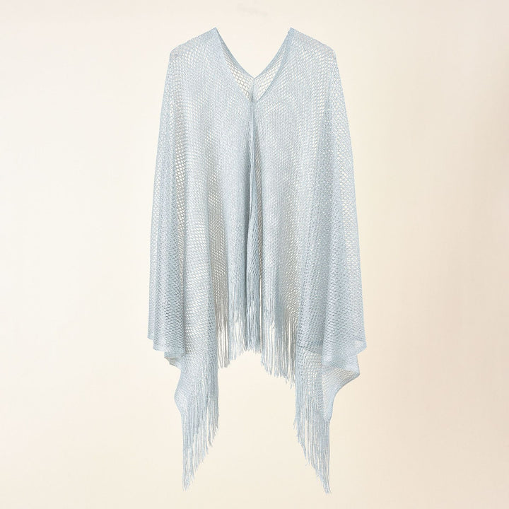 Damen Feinstrick-Mesh-Stola mit Metallic-Glanz und langen Fransen Echo Archiv