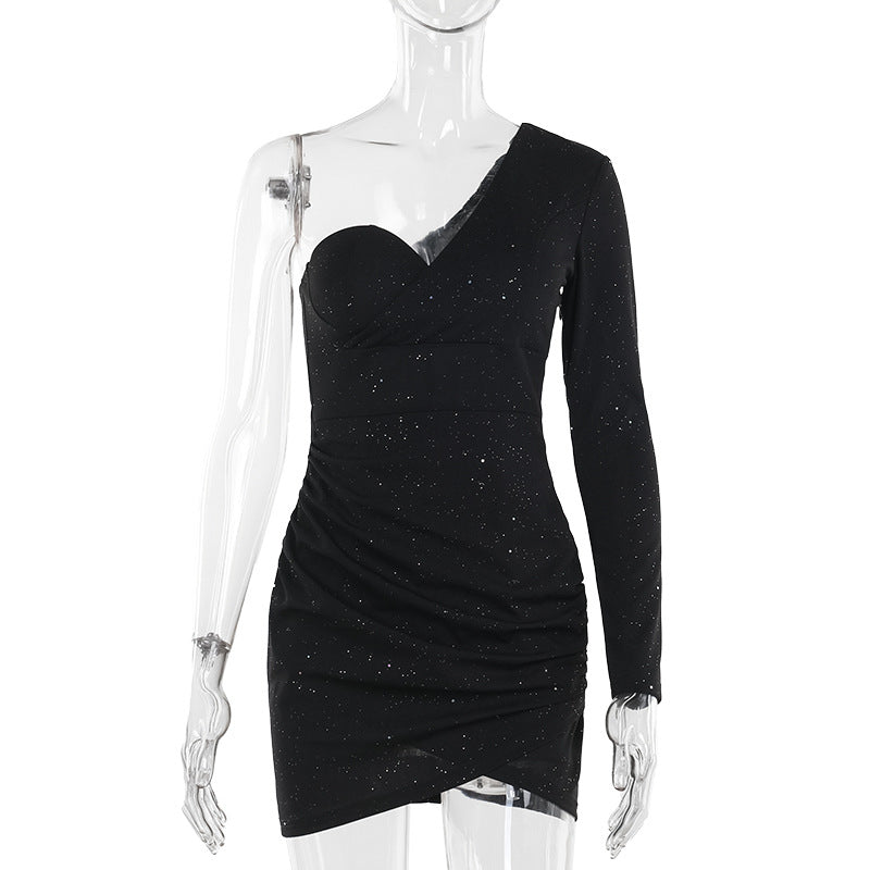 Damen Schickes Minikleid mit asymmetrischem Design und glitzernden Details Echo Archiv