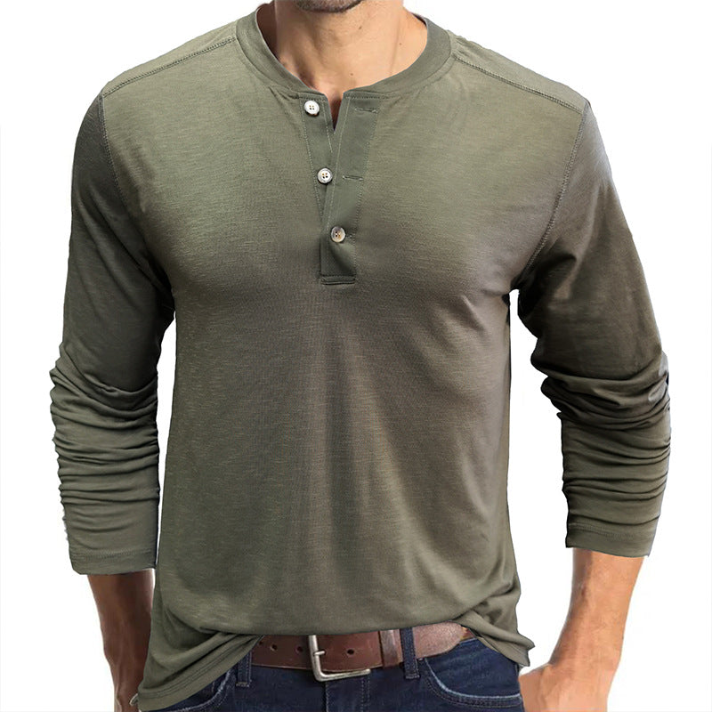 Herren Langarm-Henley-Shirt aus hochwertigem, atmungsaktivem Material Echoarchiv