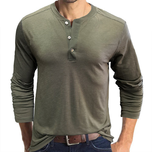 Herren Langärmliges Henley-Shirt mit Knopfleiste Echoarchiv