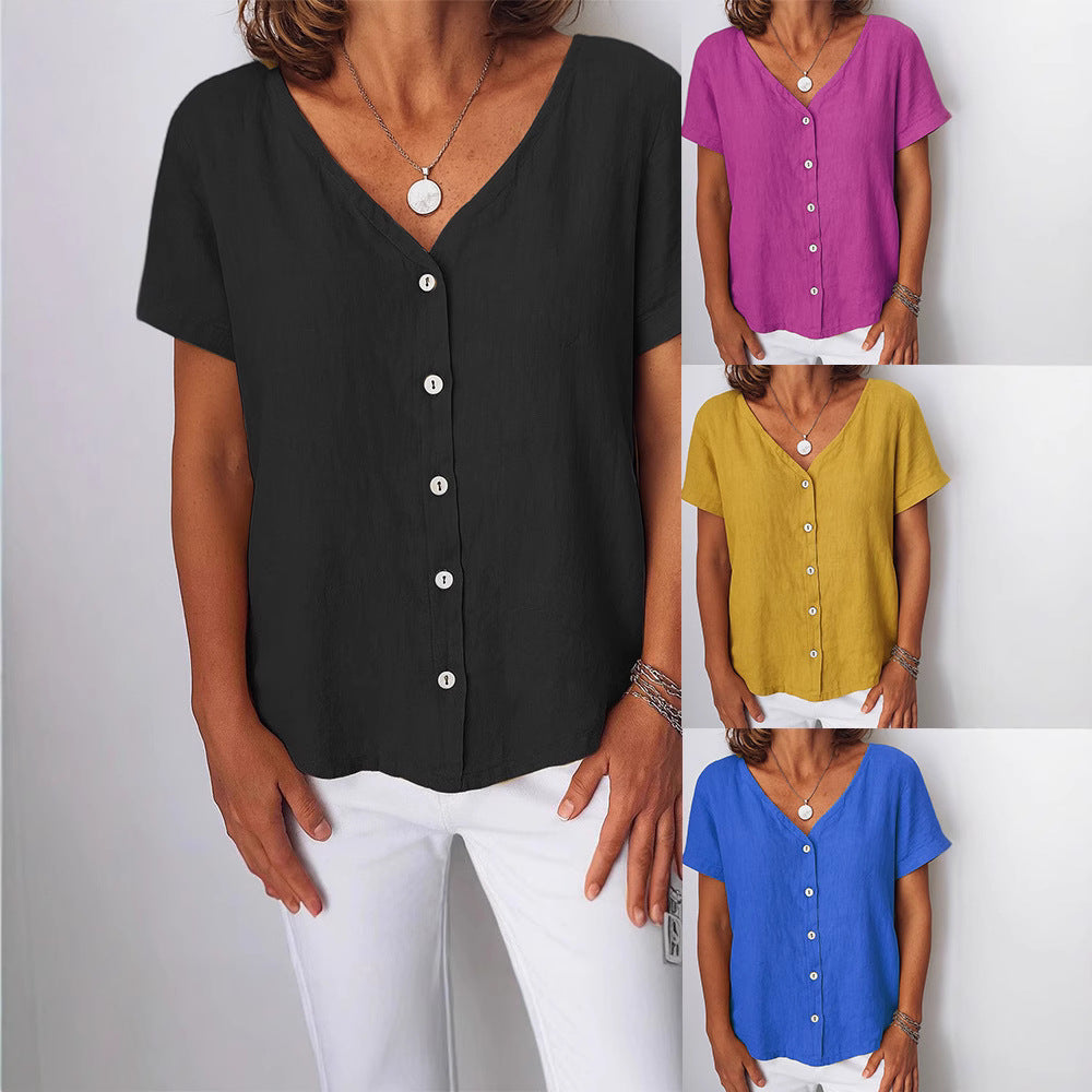 Damen Leinenbluse mit Knopfdetails Echo Archiv