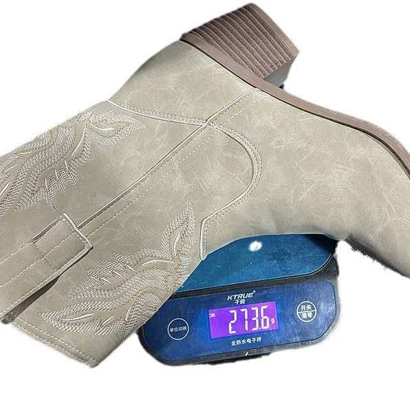 Damen Western-Stiefelette mit besticktem Schaft und mittlerem Blockabsatz Echo Archiv