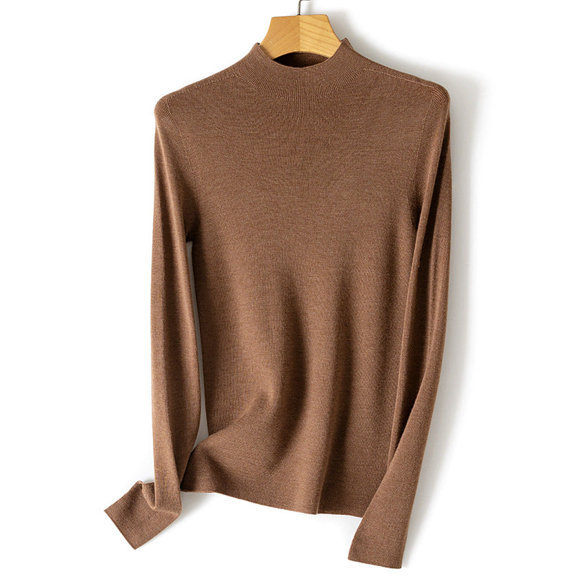 Damen Feiner Stretch-Feinstrickpullover mit halbem Stehkragen und schlanker Silhouette Echoarchiv