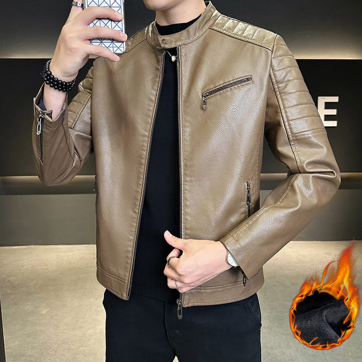 Herren Modische Kunstlederjacke mit Stehkragen Echo Archiv 1788322179