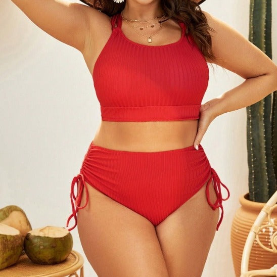 Damen Hochgeschnittener Bikini mit verstellbaren Kordeln Echo Archiv