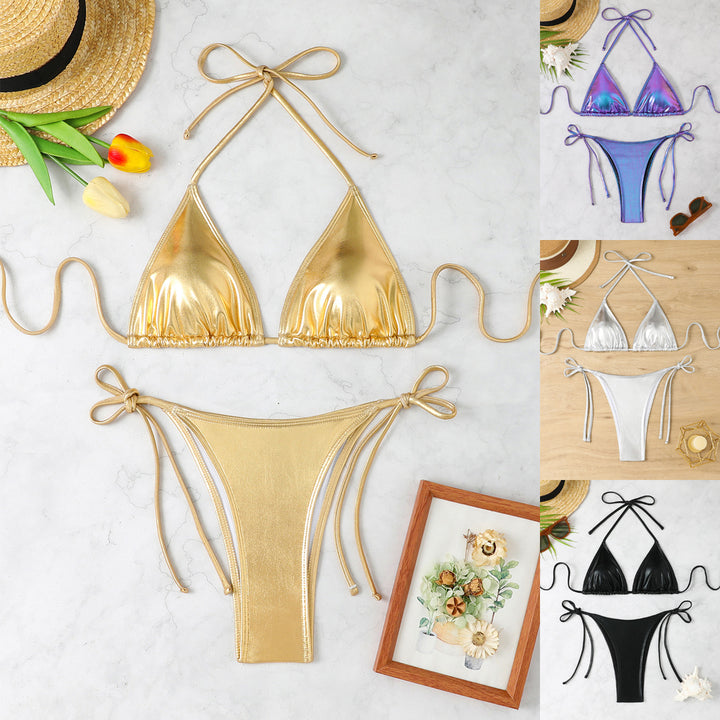 Damen Glänzendes Triangel-Bikini-Set Echo Archiv