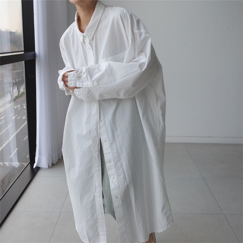 Damen Oversize-Hemdblusenkleid mit langer Knopfleiste und Brusttasche Echoarchiv