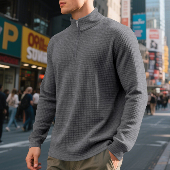 Herren funktionaler Pullover mit halbem Reißverschluss und strukturiertem Design Echoarchiv