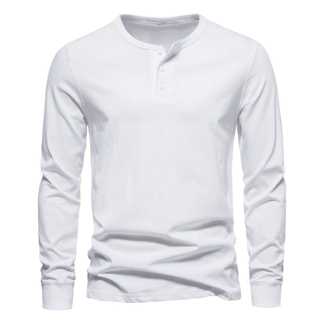 Herren Langärmliges Henley‑Shirt aus Baumwollmix mit dreifacher Knopfleiste und schmaler Silhouette Echo Archiv