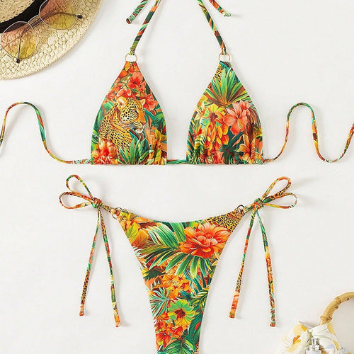 Damen Triangel-Bikini mit exotischem Dschungelmotiv Echo Archiv