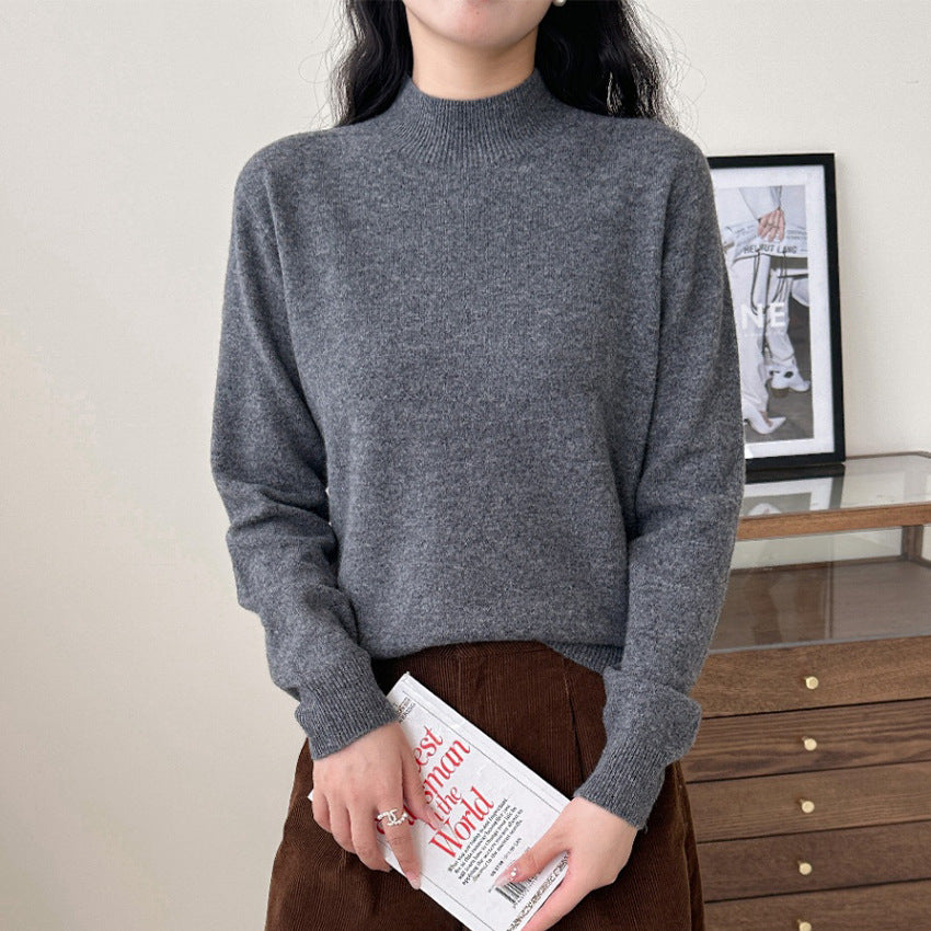 Damen Feiner Feinstrick-Pullover mit kurzem Stehkragen und Kaschmir-Optik Echoarchiv