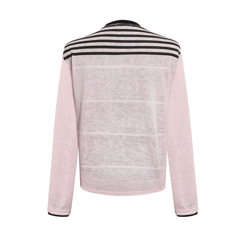 Damen Langarmshirt mit Statement-Print, Sportstreifen und strukturierter Slub-Optik Echoarchiv