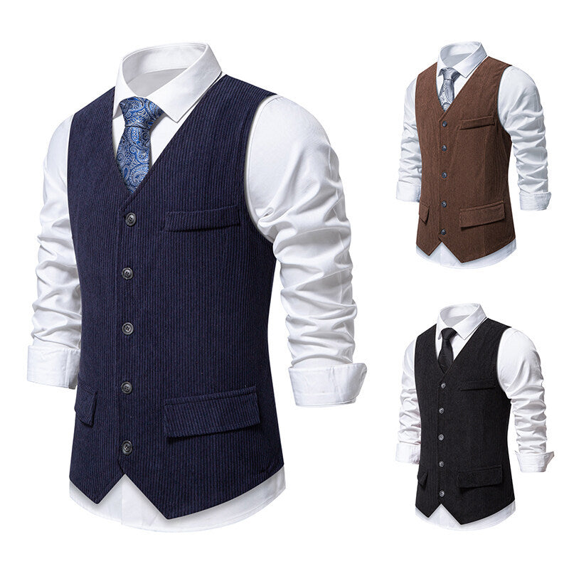 Herren eleganter Anzugweste mit strukturiertem Design und praktischen Taschen Echoarchiv