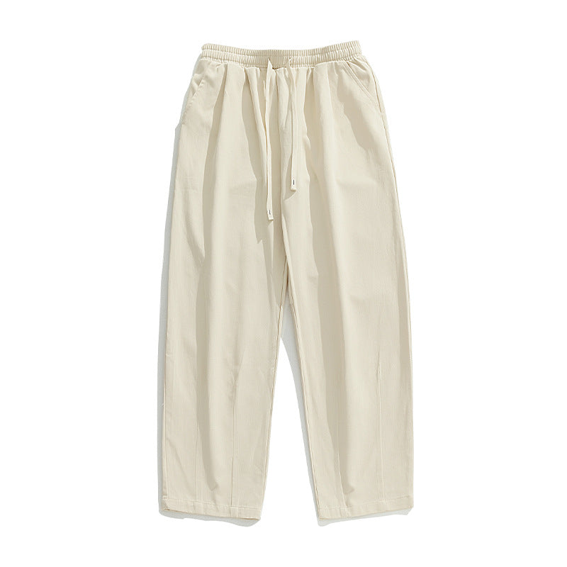 Unisex Locker geschnittene Baumwoll‑Leinen Freizeit‑Hose mit elastischem Kordelzugbund und Seitentaschen Echo Archiv
