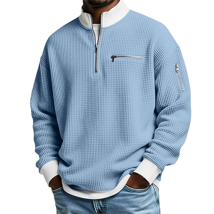 Herren Sportlicher Quarter-Zip Pullover mit strukturiertem Muster Echoarchiv