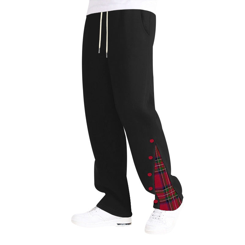 Herren modische Freizeithose mit seitlichem Karo-Muster und verstellbarem Kordelzug Echoarchiv