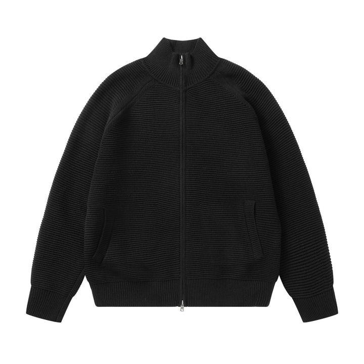 Herren Grobstrick Stehkragen-Strickjacke mit durchgehendem Reißverschluss Echoarchiv