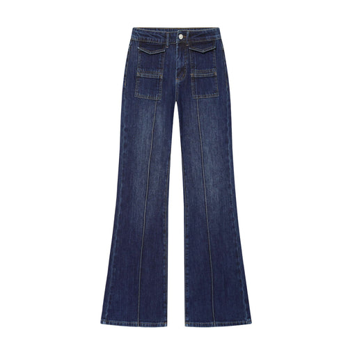 Damen weite Highwaist-Jeanshose mit aufgesetzten Taschen und Bügelfalte Echo Archiv