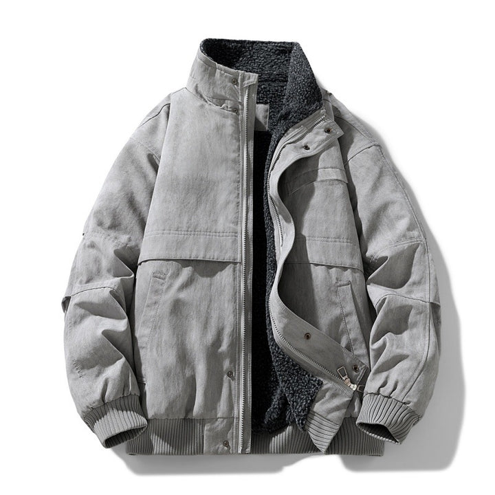 Herren gepolsterte Winterjacke mit Teddy-Futter, winddichte Außenschicht und vom Bomber inspirierten Schnitt – Marzano
