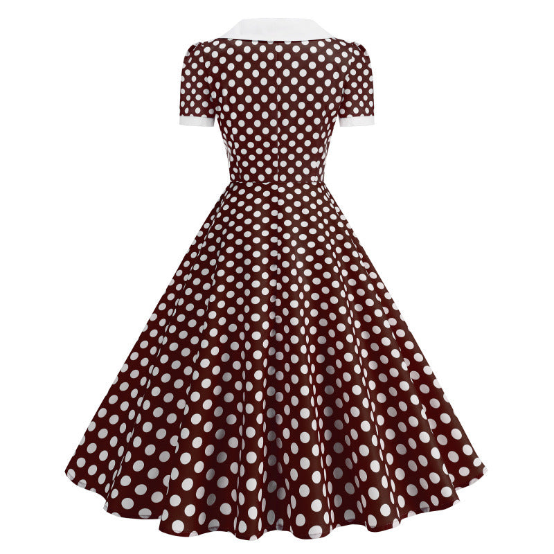 Damen Retro Maxikleid mit Kragen und Punkten Echo Archiv