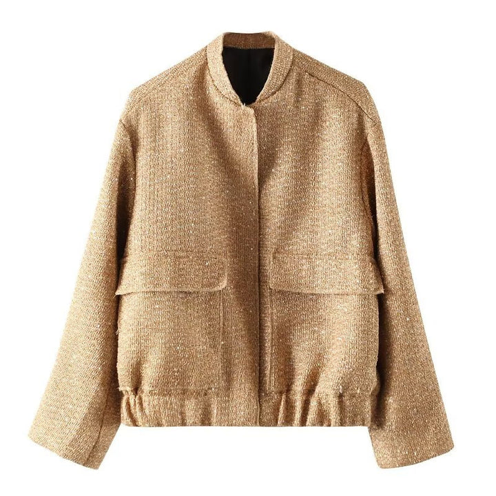 Damen verzierte Bouclé-Bomberjacke mit Pailletten und Strass Echo Archiv