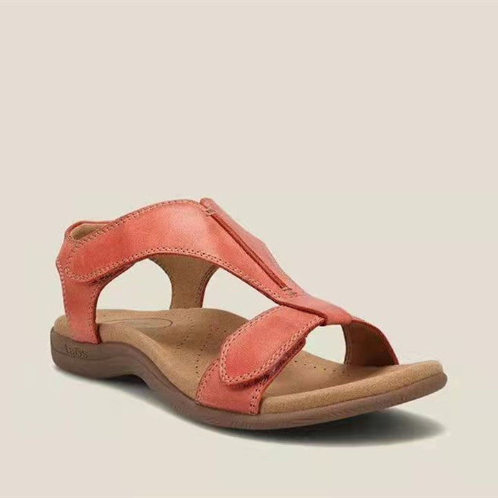 Damen Bequeme Flache Sandalen mit ergonomischem Kork‑Komfortfußbett und Klettverschluss – Sorelia