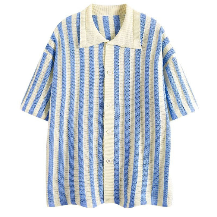 Herren Kurzarm Strickhemd mit Reverskragen – Arvello