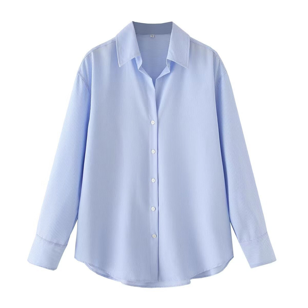 Damen Oversized-Hemdbluse mit weitem Schnitt, langen Manschettenärmeln und abgerundetem Saum Echo Archiv
