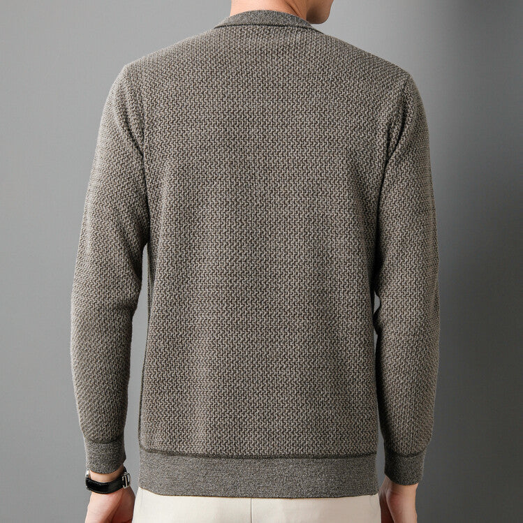 Herren Strukturierter Pullover mit Rundhalsausschnitt und hochwertiger Stricktextur Echoarchiv