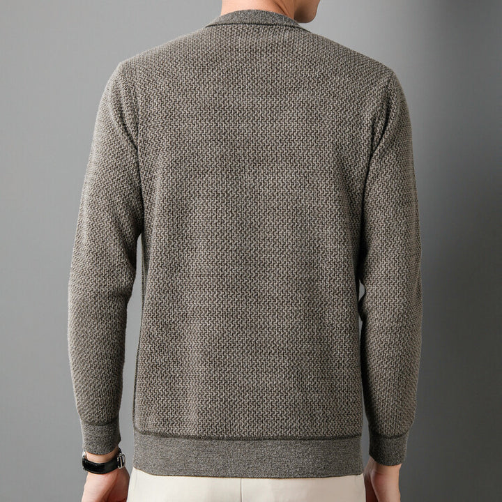 Herren Strukturierter Pullover mit Rundhalsausschnitt und hochwertiger Stricktextur Echoarchiv