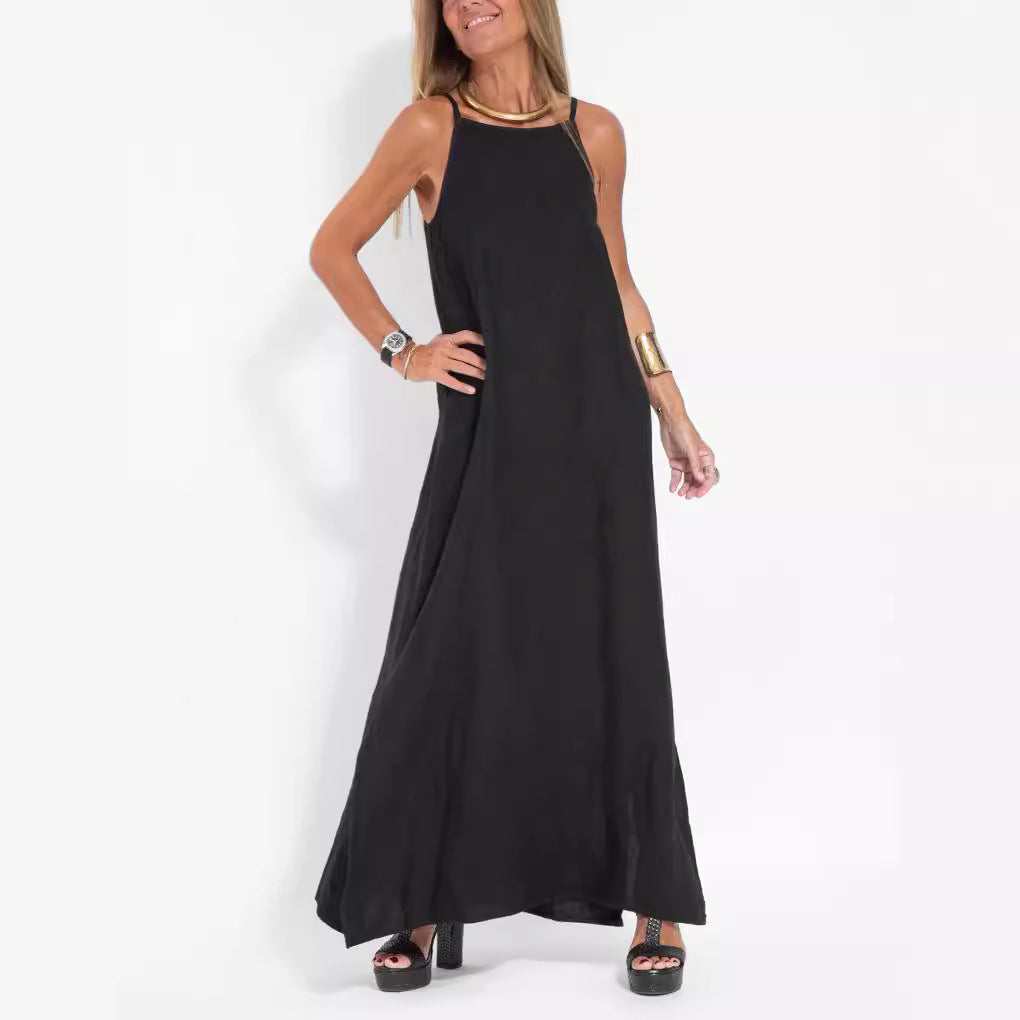 Damen lässiges Maxikleid mit schmalen Trägern und fließendem Schnitt – Valéora