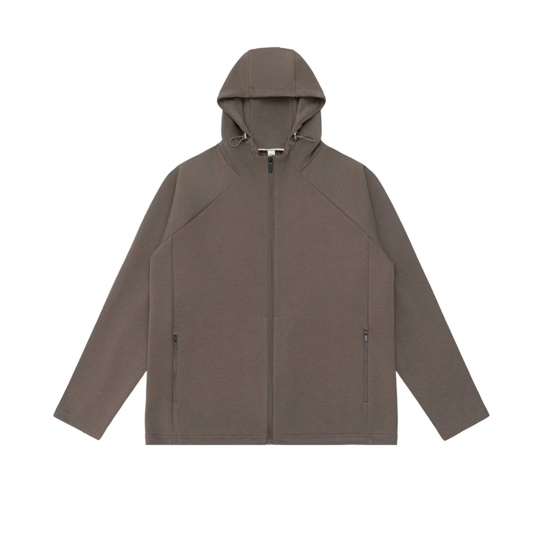 Unisex Minimalistische Kapuzen‑Zipjacke aus Softshell‑Fleece mit Raglanärmeln und wasserabweisenden Reißverschlusstaschen Echoarchiv