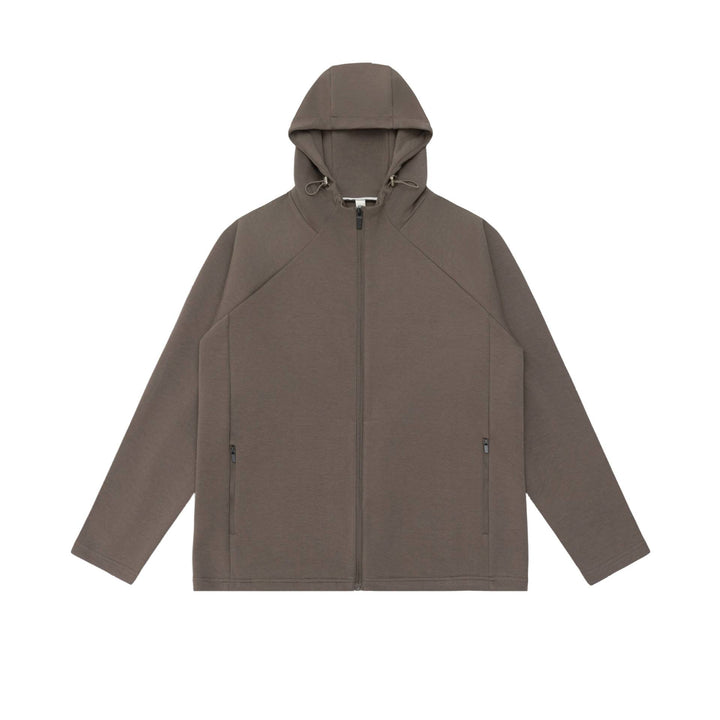 Unisex Minimalistische Kapuzen‑Zipjacke aus Softshell‑Fleece mit Raglanärmeln und wasserabweisenden Reißverschlusstaschen Echoarchiv