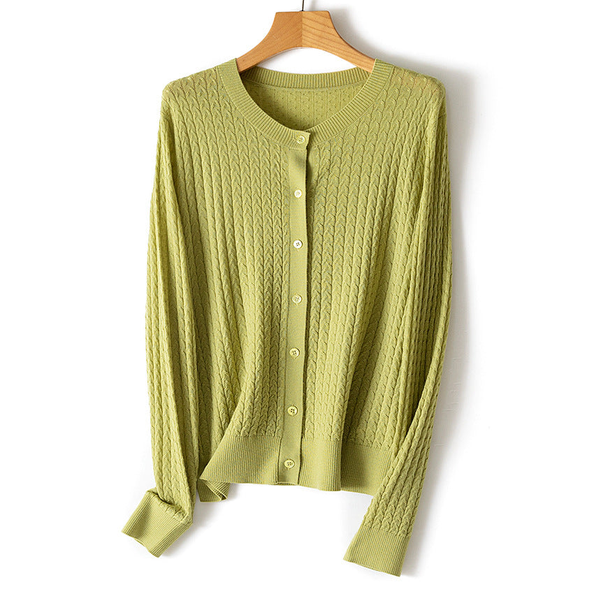Damen Feinstrick-Cardigan mit Zopfmuster, Rundhalsausschnitt und Knopfleiste Echoarchiv
