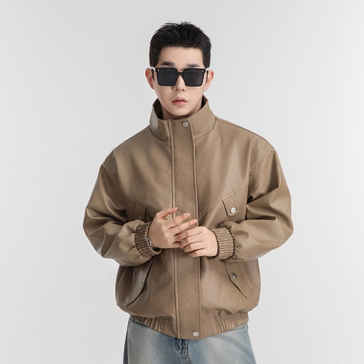 Herren Kunstlederjacke im lässigen Look mit praktischen Pattentaschen Echoarchiv