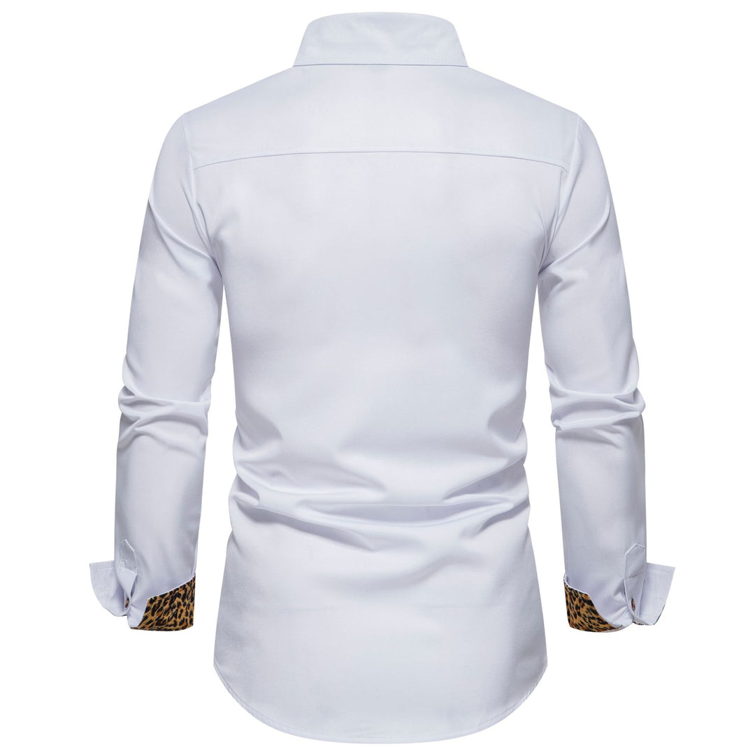 Herren elegantes Langarmhemd mit Leopardenmuster Echoarchiv