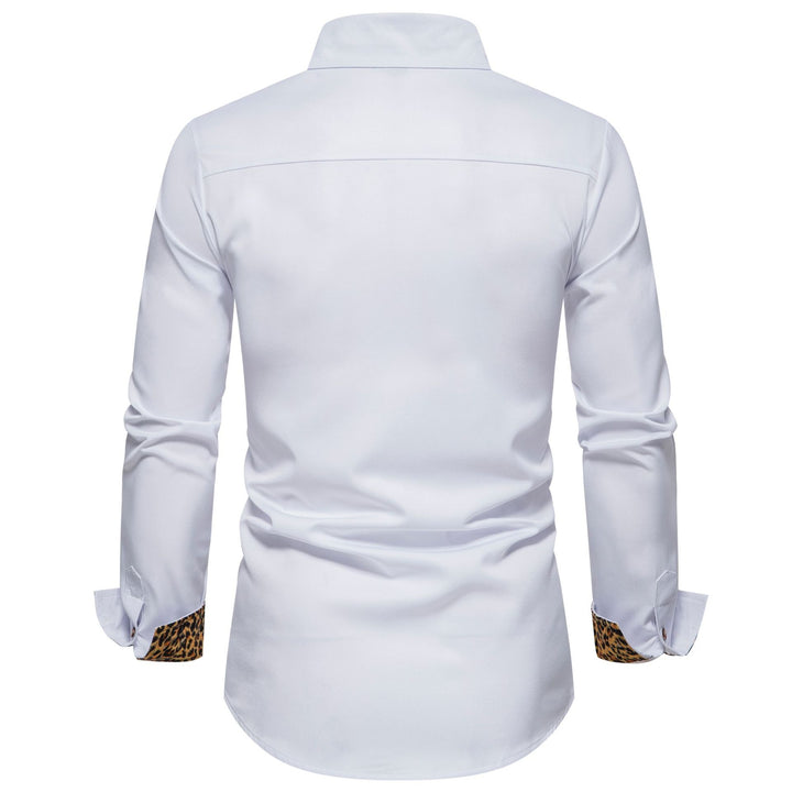 Herren elegantes Langarmhemd mit Leopardenmuster Echoarchiv