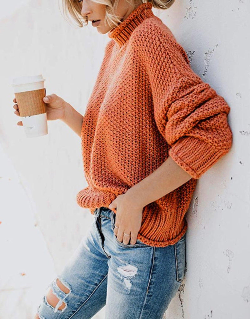 Damen Grobstrick-Pullover mit Stehkragen, Blockstreifen und Oversize-Passform Echo Archiv