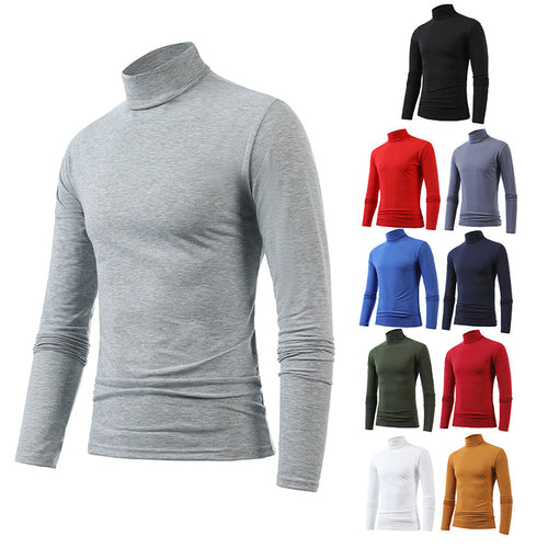 Herren nan schlankes Rollkragen-Langarmshirt aus feinem Baumwoll-Stretch Slim Fit Echo Archiv