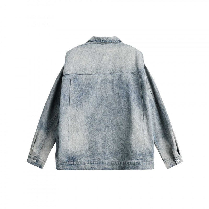 Unisex Boxy-Jeansjacke mit doppeltem Brustreißverschluss, Pattentaschen und geradem Saum Echo Archiv