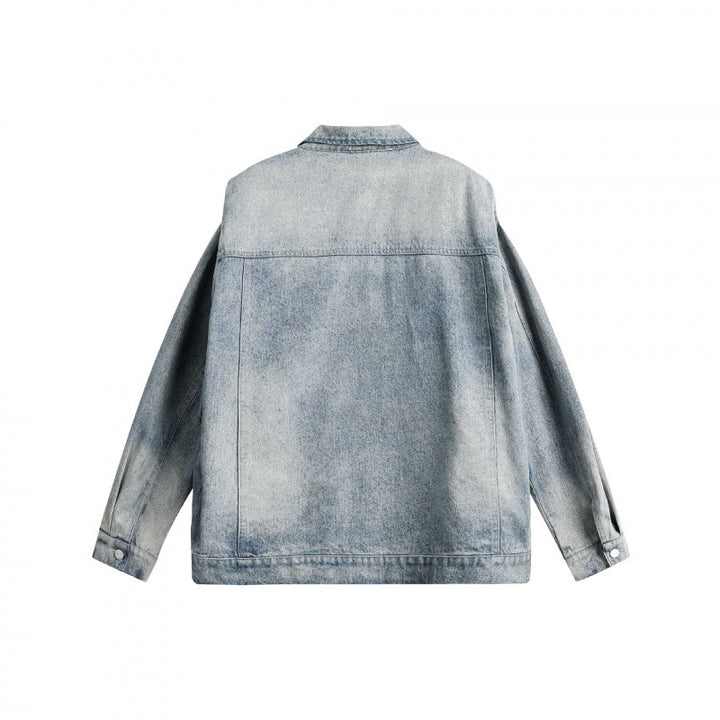 Unisex Boxy-Jeansjacke mit doppeltem Brustreißverschluss, Pattentaschen und geradem Saum Echo Archiv