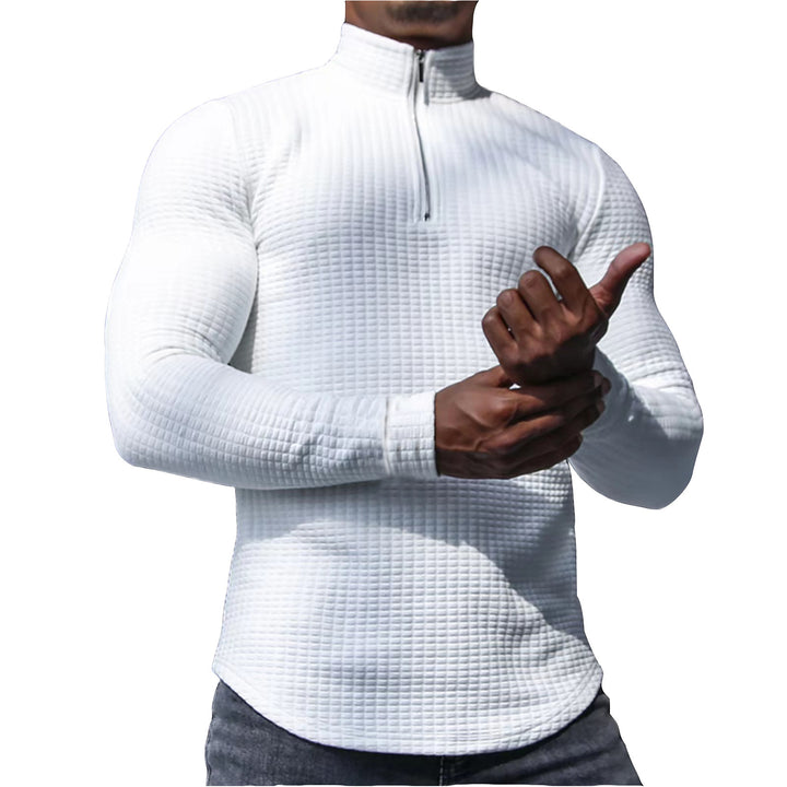 Herren Waffelstrick-Langarmshirt mit kurzem Reißverschluss Echoarchiv