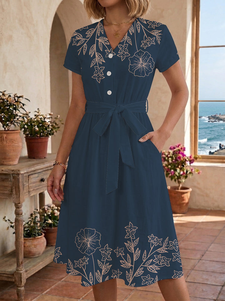 Damen Midi-Kleid mit floralem Design und bequemer Passform Echo Archiv