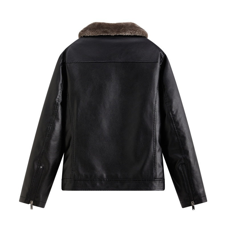 Herren Elegante Lederjacke mit Kunstfellkragen Echo Archiv