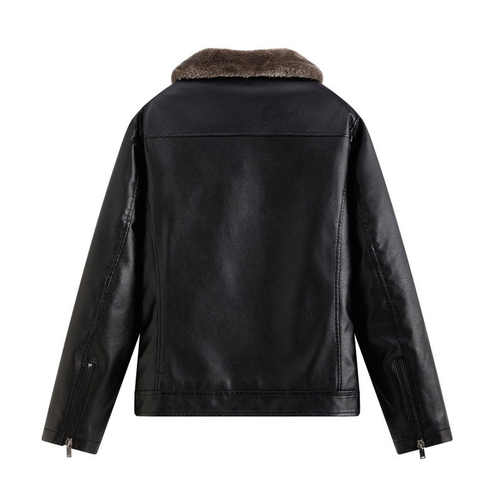 Herren Elegante Lederjacke mit Kunstfellkragen Echo Archiv